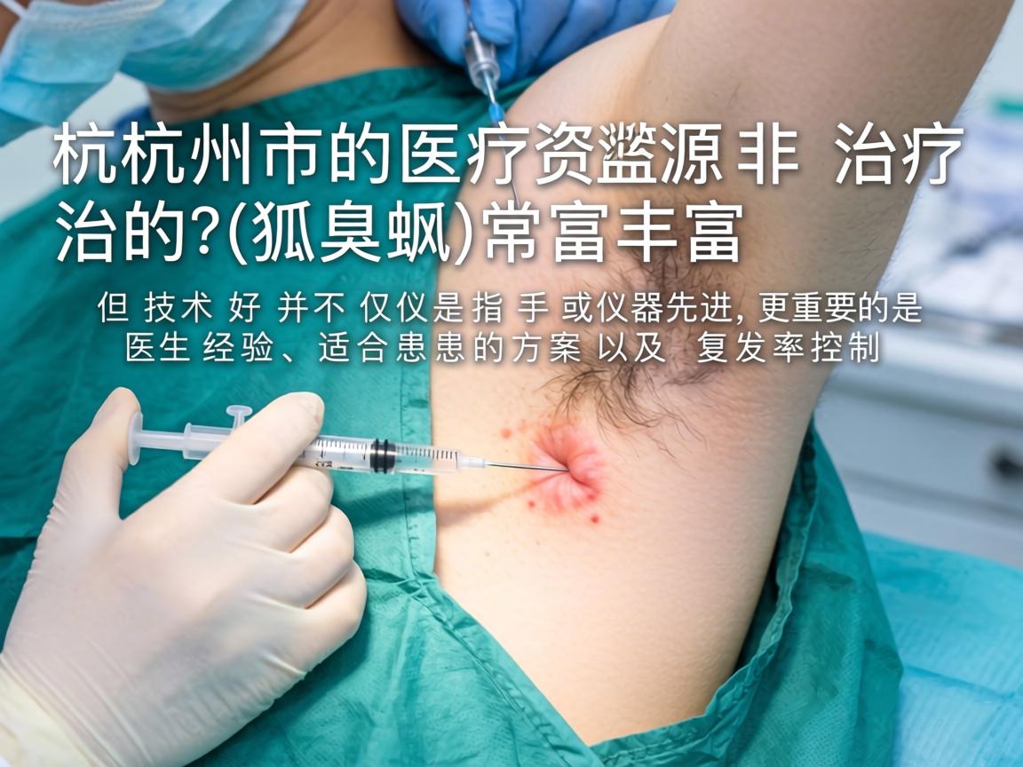 针对腋臭（狐臭）的治疗，杭州市的医疗资源非常丰富。但技术好并不仅仅是指手术或仪器的先进，更重要的是医生经验、适合患者的方案以及复发率控制