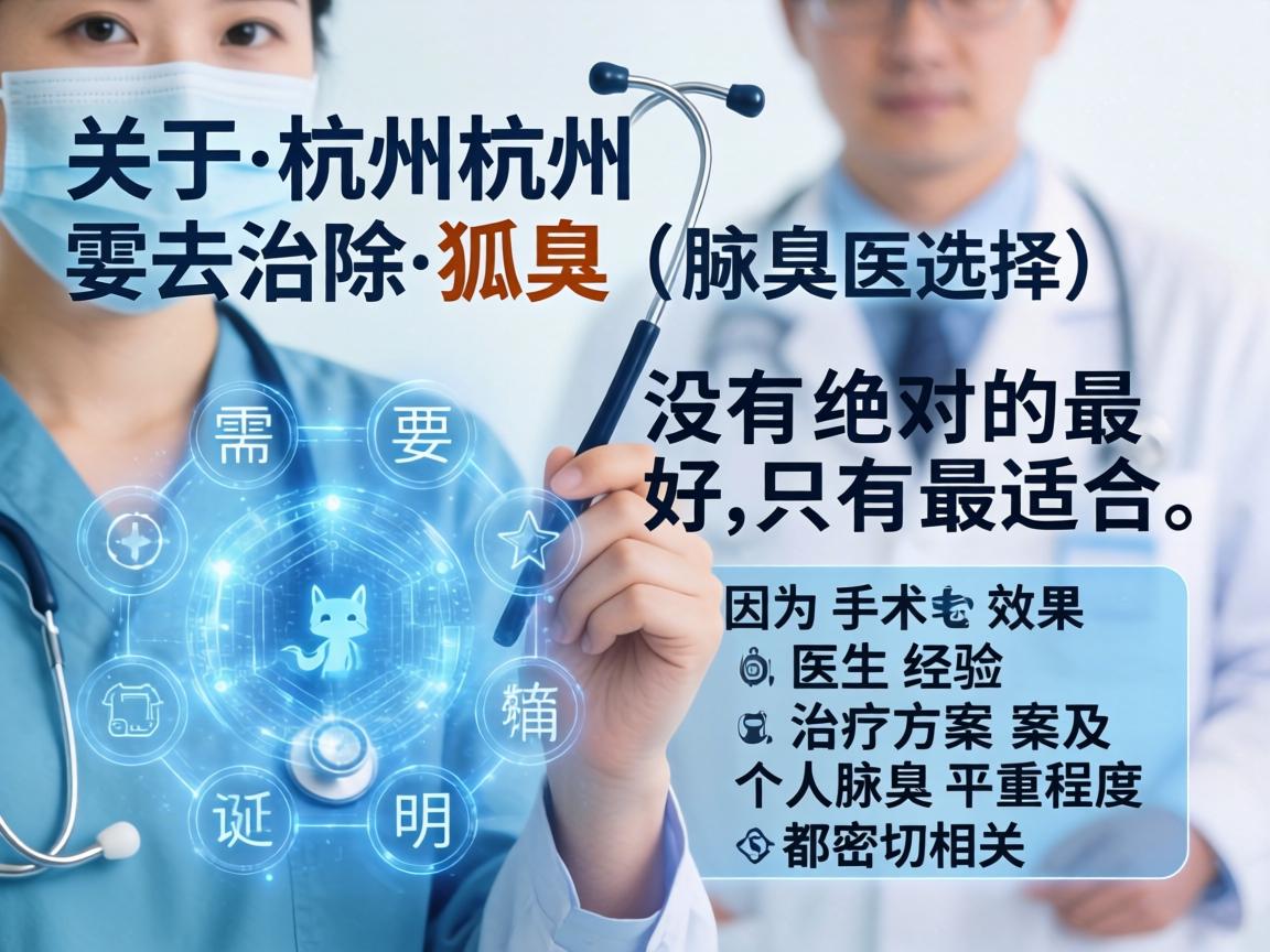 关于杭州去除狐臭（腋臭）的医院选择，需要明确的是，没有绝对的最好，只有最适合。因为手术效果、医生经验、治疗方案及个人腋臭严重程度都密切相关