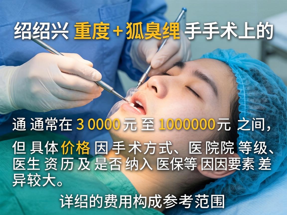 在绍兴进行重度狐臭手术的费用，通常在 3000元至10000元 之间，但具体价格因手术方式、医院等级、医生资历及是否纳入医保等因素差异较大。以下是详细的费用构成和参考范围