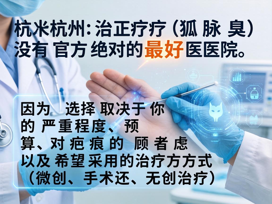 在杭州治疗狐臭（腋臭）没有官方绝对的最好医院，因为选择取决于你的严重程度、预算、对疤痕的顾虑以及希望采用的治疗方式（微创、手术还是无创治疗）