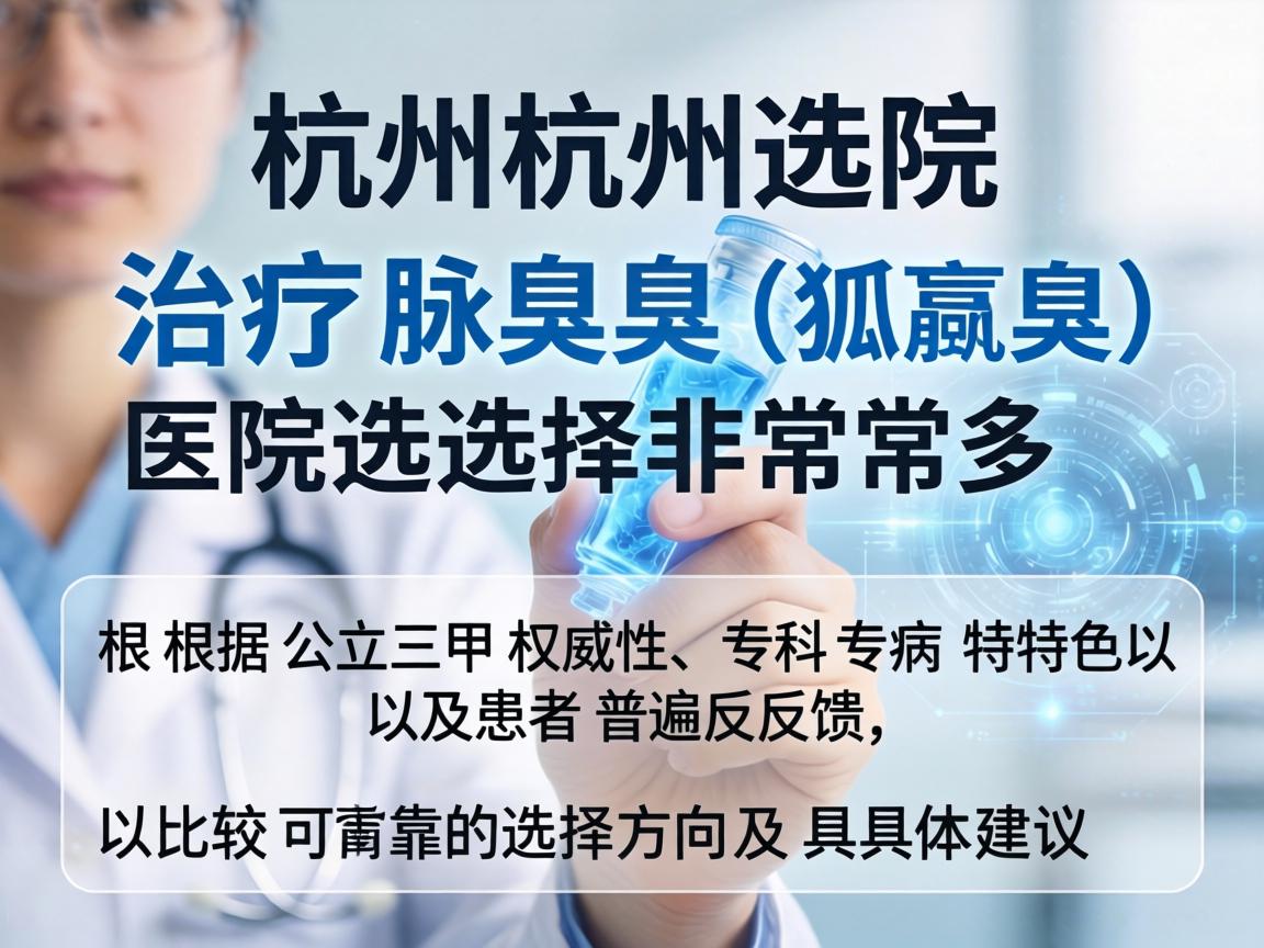 在杭州,治疗腋臭(狐臭)的医院选择非常多。根据公立三甲权威性、专科专病特色以及患者普遍反馈,以下是比较可靠的选择方向及具体建议 在杭州,治疗腋臭(狐臭)的医院选择非常多。根据公立三甲权威性、专科专病特色以及患者普遍反馈,以下是比较可靠的选择方向及具体建议