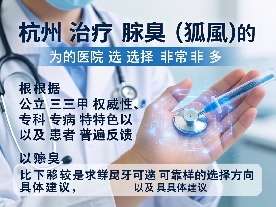 在杭州,治疗腋臭(狐臭)的医院选择非常多。根据公立三甲权威性、专科专病特色以及患者普遍反馈,以下是比较可靠的选择方向及具体建议 在杭州,治疗腋臭(狐臭)的医院选择非常多。根据公立三甲权威性、专科专病特色以及患者普遍反馈,以下是比较可靠的选择方向及具体建议