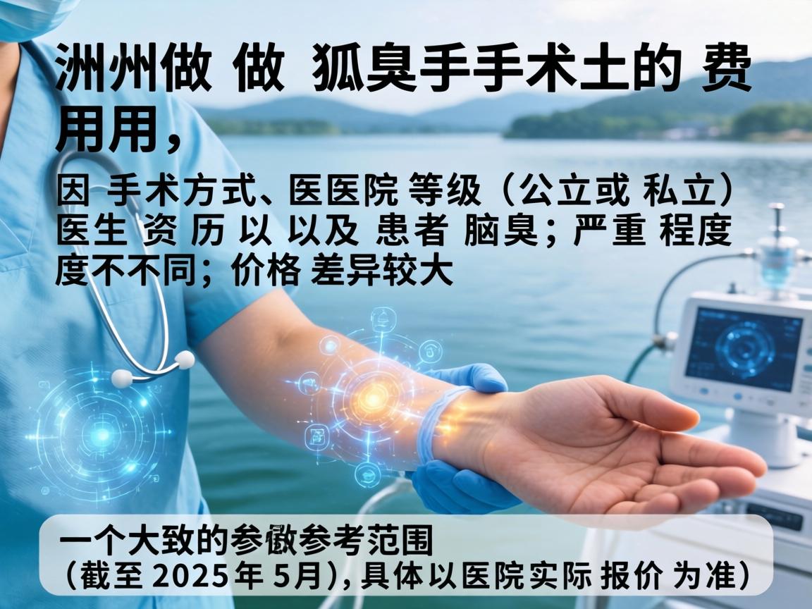 在湖州做狐臭手术的费用,因手术方式、医院等级(公立或私立)医生资历以及患者腋臭的严重程度不同,价格差异较大。以下是一个大致的参考范围(截至2025年5月,具体以医院实际报价为准) 在湖州做狐臭手术的费用,因手术方式、医院等级(公立或私立)医生资历以及患者腋臭的严重程度不同,价格差异较大。以下是一个大致的参考范围(截至2025年5月,具体以医院实际报价为准)