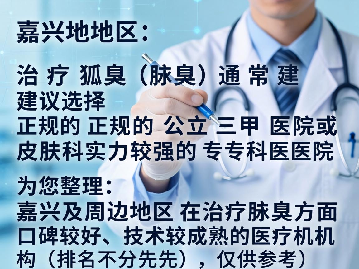 在嘉兴地区，治疗狐臭（腋臭）通常建议选择正规的公立三甲医院或皮肤科实力较强的专科医院。以下是为您整理的嘉兴及周边地区在治疗腋臭方面口碑较好、技术较成熟的医疗机构（排名不分先后，仅供参考）