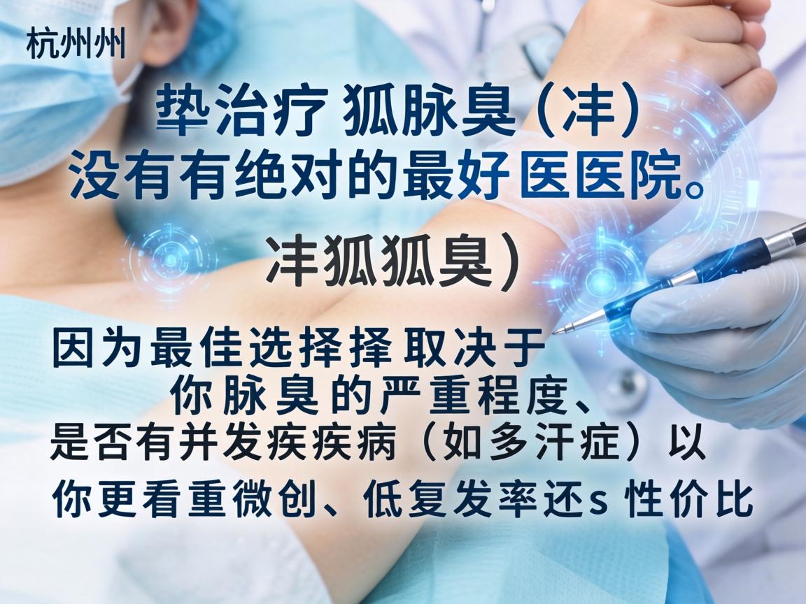 在杭州,治疗腋臭(狐臭)并没有绝对的最好医院,因为最佳选择取决于你腋臭的严重程度、是否有并发疾病(如多汗症)以及你更看重微创、低复发率还是性价比 在杭州,治疗腋臭(狐臭)并没有绝对的最好医院,因为最佳选择取决于你腋臭的严重程度、是否有并发疾病(如多汗症)以及你更看重微创、低复发率还是性价比