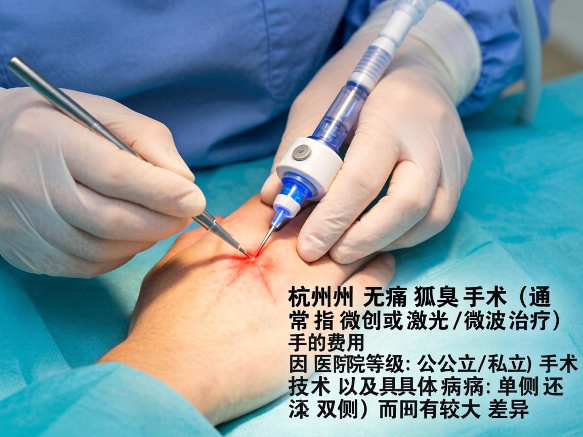 在杭州,无痛狐臭手术(通常指微创或激光/微波治疗)的费用因医院等级(公立/私立)手术技术以及具体病情(单侧还是双侧)而有较大差异 在杭州,无痛狐臭手术(通常指微创或激光/微波治疗)的费用因医院等级(公立/私立)手术技术以及具体病情(单侧还是双侧)而有较大差异