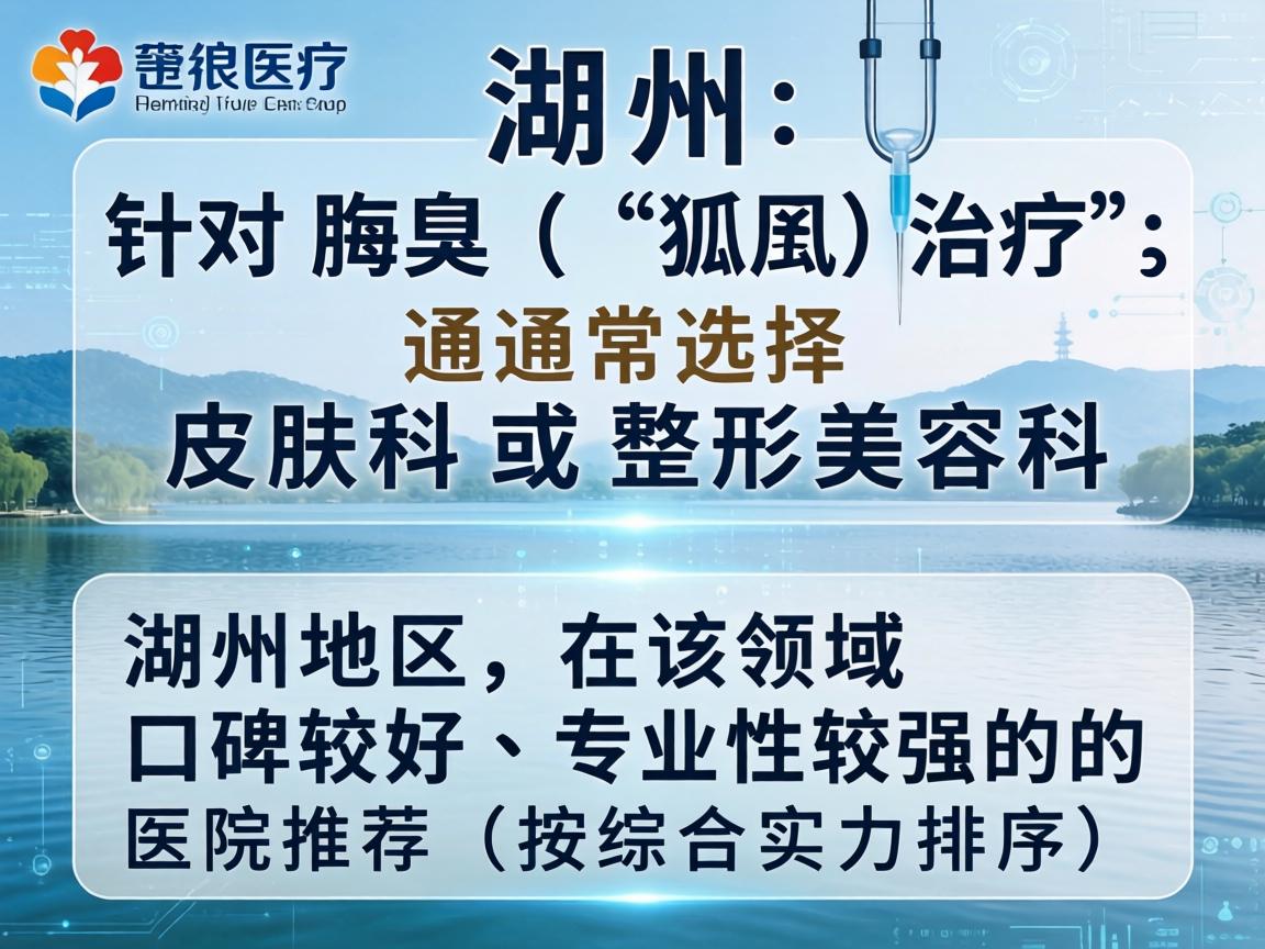 在湖州,针对腋臭(狐臭)的治疗,通常选择皮肤科或整形美容科。以下是湖州地区在该领域口碑较好、专业性较强的医院推荐(按综合实力排序) 在湖州,针对腋臭(狐臭)的治疗,通常选择皮肤科或整形美容科。以下是湖州地区在该领域口碑较好、专业性较强的医院推荐(按综合实力排序)