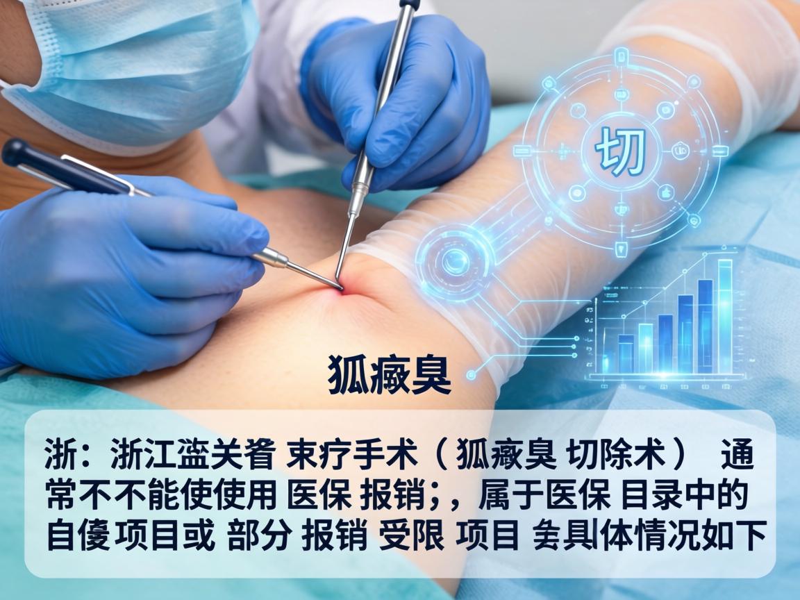 在浙江省，狐臭手术（腋臭切除术）通常不能使用医保报销，属于医保目录中的自费项目或部分报销受限项目。具体情况如下