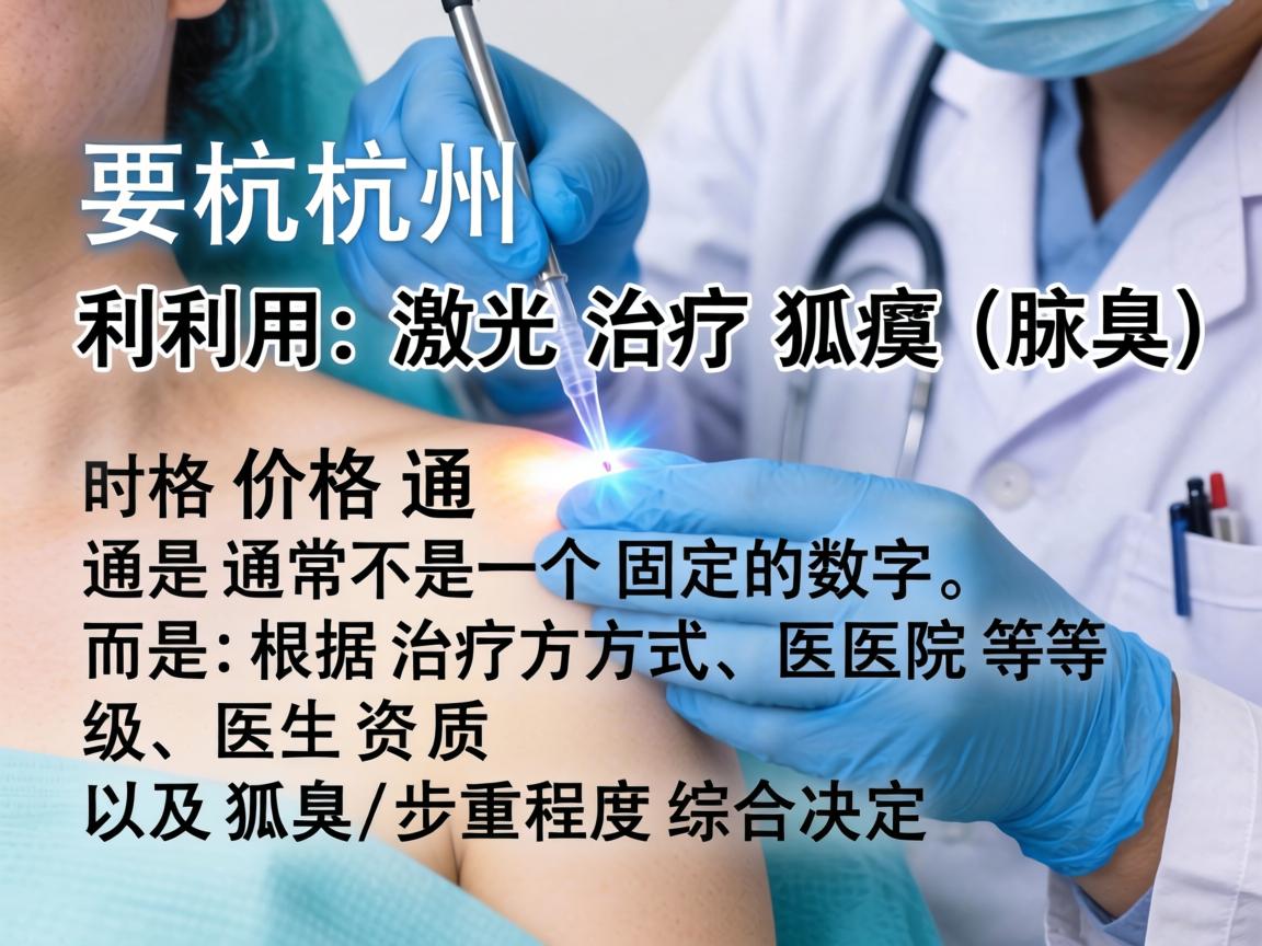 在杭州,利用激光治疗狐臭(腋臭)的价格通常不是一个固定的数字,而是根据治疗方式、医院等级、医生资质以及狐臭的严重程度综合决定的 在杭州,利用激光治疗狐臭(腋臭)的价格通常不是一个固定的数字,而是根据治疗方式、医院等级、医生资质以及狐臭的严重程度综合决定的