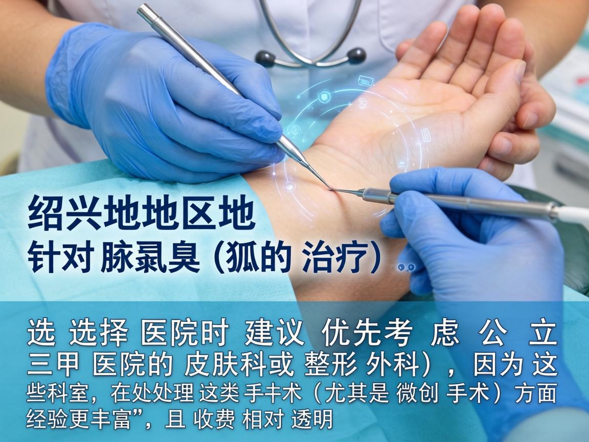 在绍兴地区，针对腋臭（狐臭）的治疗，选择医院时建议优先考虑公立三甲医院的皮肤科或整形外科，因为这些科室在处理这类手术（尤其是微创手术）方面经验更丰富，且收费相对透明