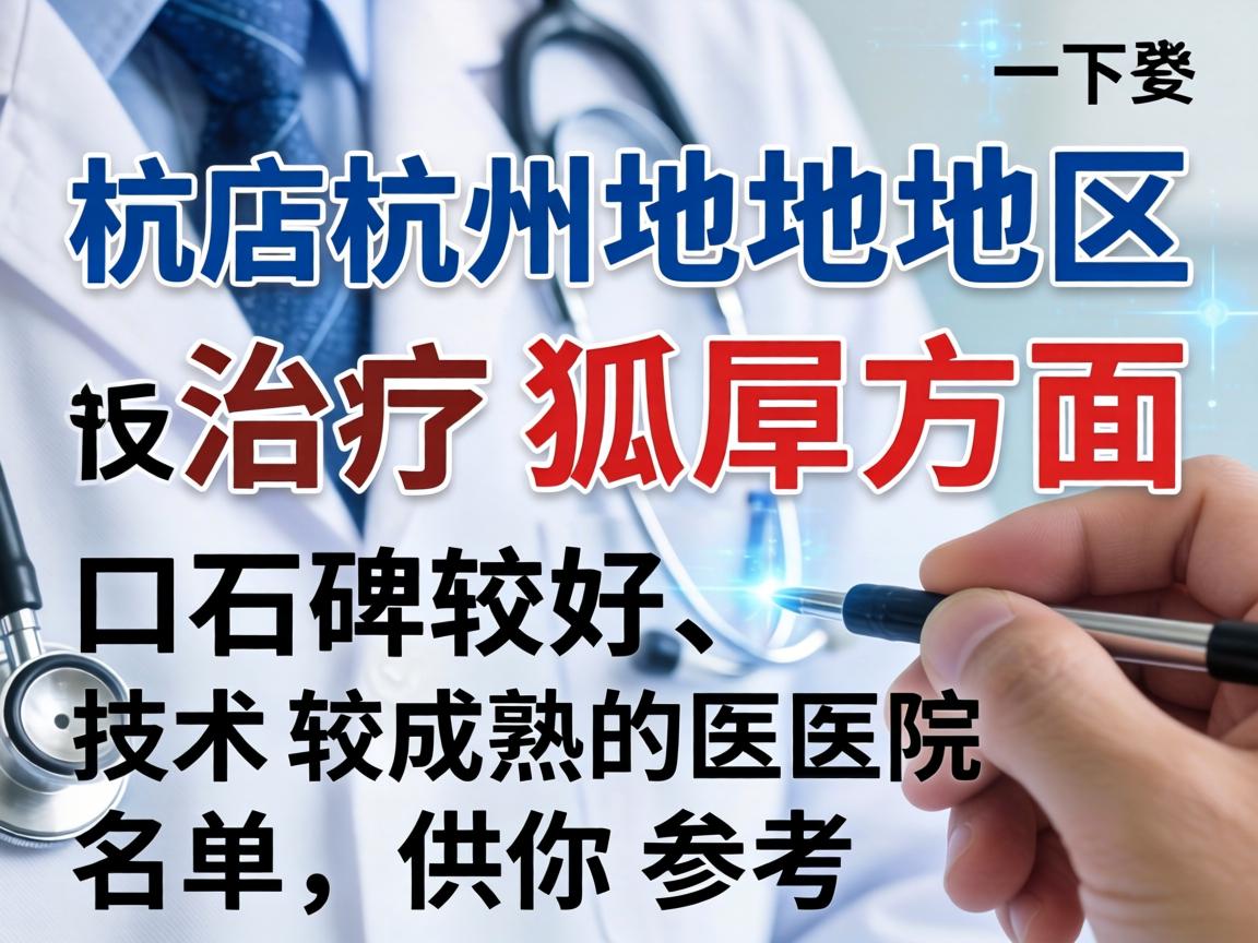 以下是杭州地区在治疗狐臭方面口碑较好、技术较成熟的医院名单，供你参考
