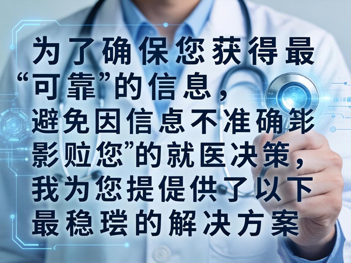 为了确保您获得最可靠的信息,避免因信息不准确而影响您的就医决策,我为您提供了以下最稳妥的解决方案 为了确保您获得最可靠的信息,避免因信息不准确而影响您的就医决策,我为您提供了以下最稳妥的解决方案
