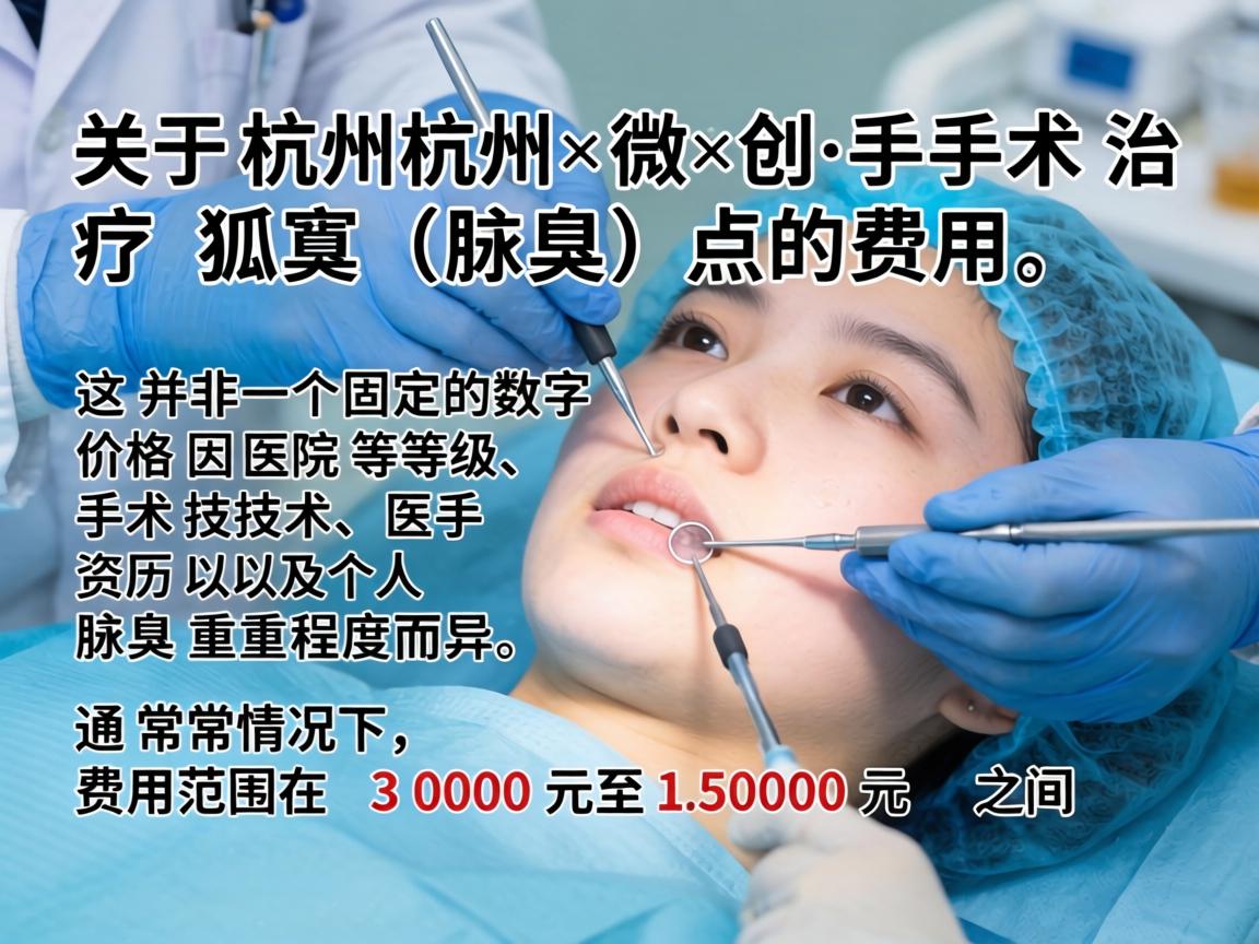 关于杭州微创手术治疗狐臭(腋臭)的费用,这并非一个固定的数字,价格因医院等级、手术技术、医生资历以及个人腋臭严重程度而异。通常情况下,费用范围在 3000元至15000元 之间 关于杭州微创手术治疗狐臭(腋臭)的费用,这并非一个固定的数字,价格因医院等级、手术技术、医生资历以及个人腋臭严重程度而异。通常情况下,费用范围在 3000元至15000元 之间