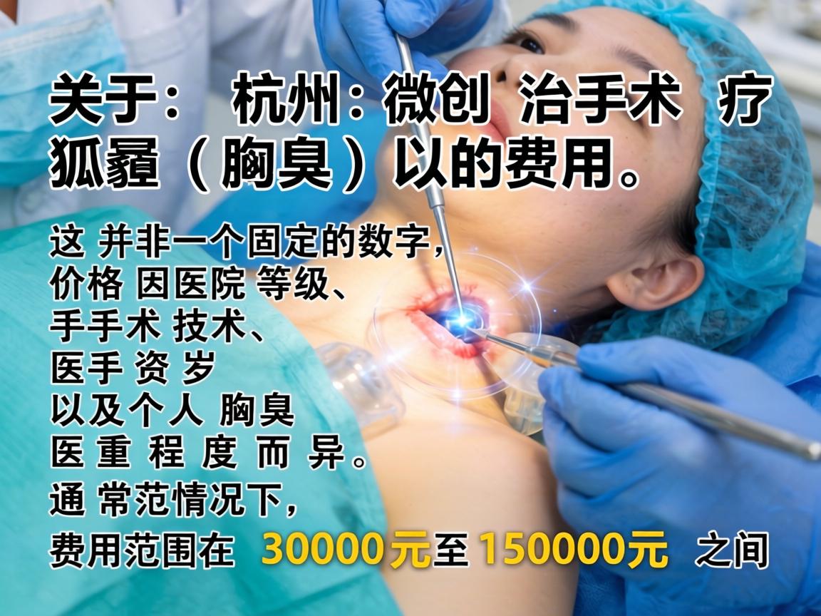 关于杭州微创手术治疗狐臭(腋臭)的费用,这并非一个固定的数字,价格因医院等级、手术技术、医生资历以及个人腋臭严重程度而异。通常情况下,费用范围在 3000元至15000元 之间 关于杭州微创手术治疗狐臭(腋臭)的费用,这并非一个固定的数字,价格因医院等级、手术技术、医生资历以及个人腋臭严重程度而异。通常情况下,费用范围在 3000元至15000元 之间