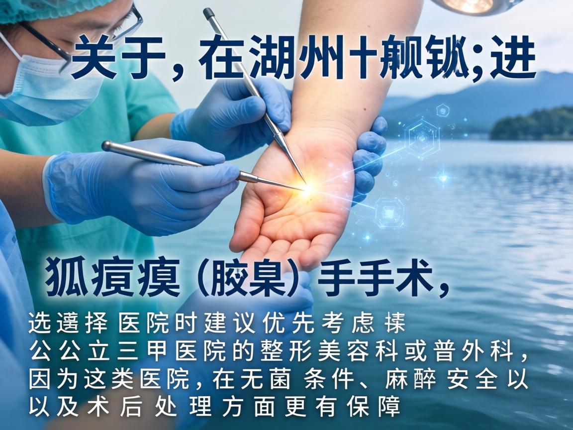 关于在湖州进行狐臭(腋臭)手术,选择医院时建议优先考虑公立三甲医院的整形美容科或普外科,因为这类医院在无菌条件、麻醉安全以及术后处理方面更有保障 关于在湖州进行狐臭(腋臭)手术,选择医院时建议优先考虑公立三甲医院的整形美容科或普外科,因为这类医院在无菌条件、麻醉安全以及术后处理方面更有保障