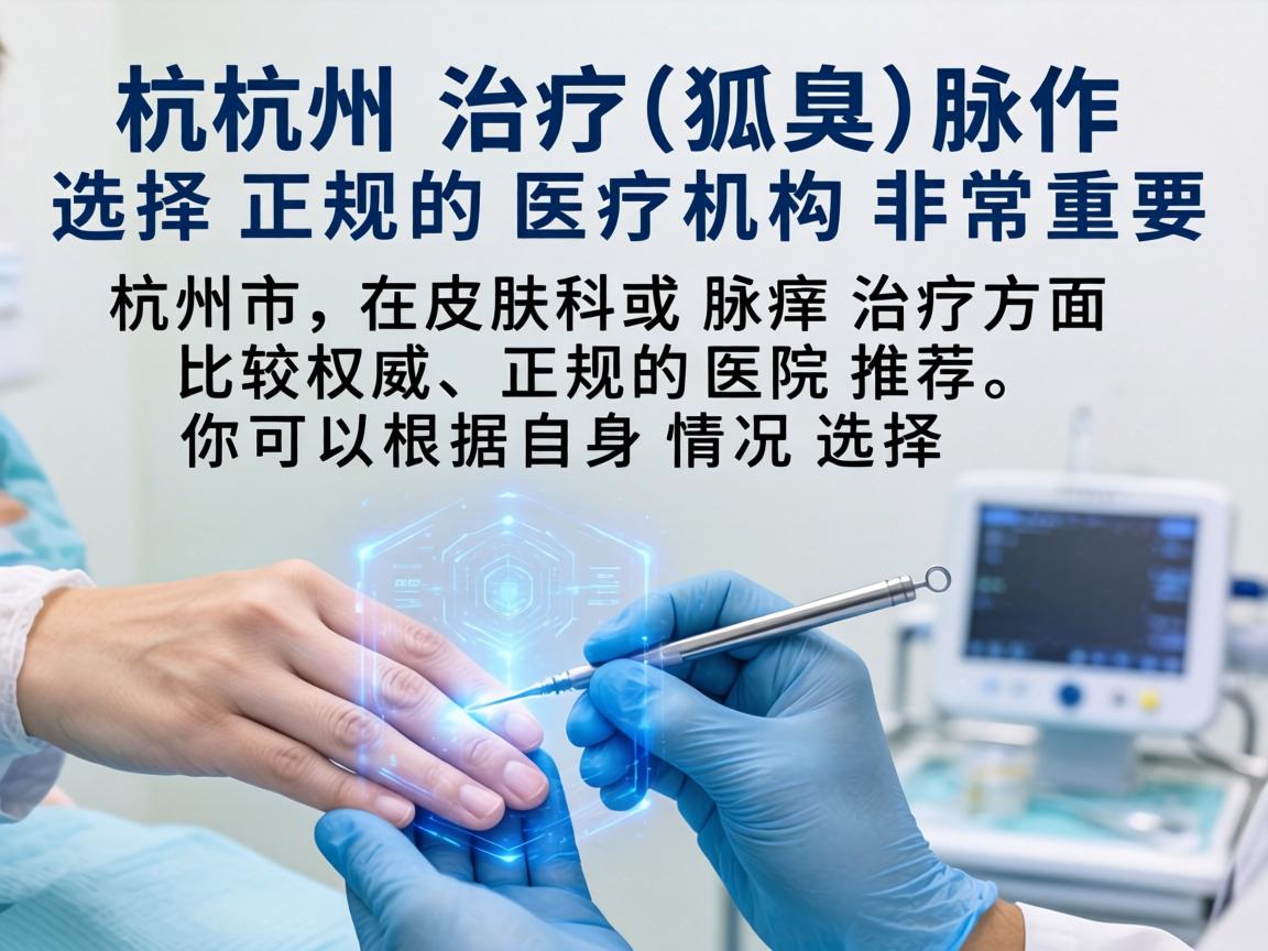 在杭州治疗狐臭(腋臭)选择正规的医疗机构非常重要。以下是杭州市在皮肤科或腋臭治疗方面比较权威、正规的医院推荐,你可以根据自身情况选择 在杭州治疗狐臭(腋臭)选择正规的医疗机构非常重要。以下是杭州市在皮肤科或腋臭治疗方面比较权威、正规的医院推荐,你可以根据自身情况选择