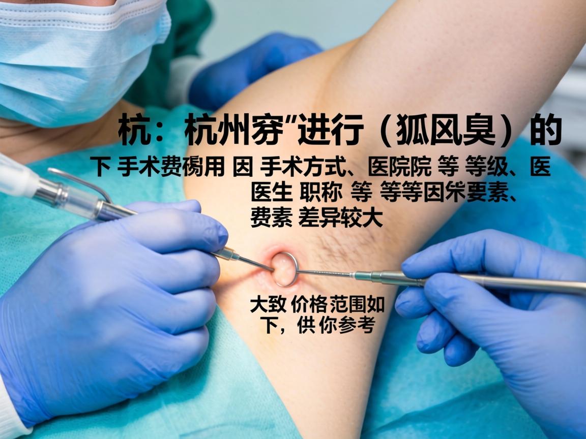 在杭州进行腋臭(狐臭)手术的费用因手术方式、医院等级、医生职称等因素差异较大。大致价格范围如下,供你参考 在杭州进行腋臭(狐臭)手术的费用因手术方式、医院等级、医生职称等因素差异较大。大致价格范围如下,供你参考