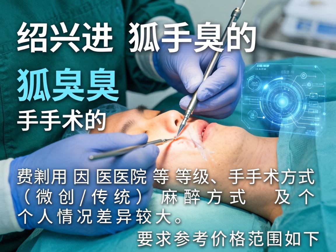 在绍兴进行狐臭手术的费用因医院等级、手术方式(微创/传统)麻醉方式及个人情况差异较大,参考价格范围如下 在绍兴进行狐臭手术的费用因医院等级、手术方式(微创/传统)麻醉方式及个人情况差异较大,参考价格范围如下