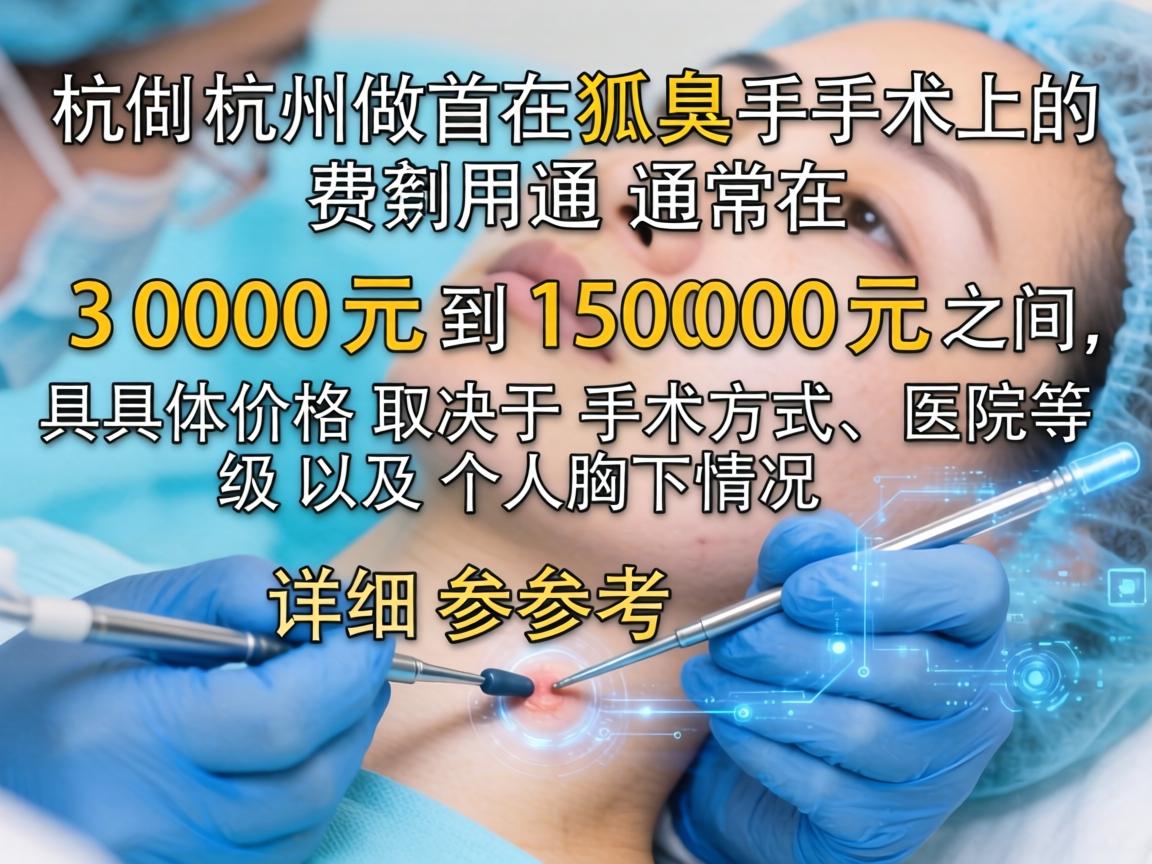 在杭州做狐臭手术的费用通常在 3000元到15000元 之间，具体价格取决于手术方式、医院等级以及个人腋下情况。以下是详细参考