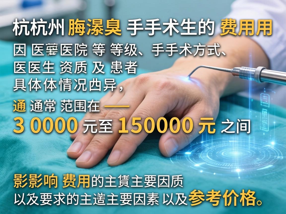 杭州腋臭手术的费用因医院等级、手术方式、医生资质及患者具体情况而异,通常范围在 3000元至15000元 之间。以下是影响费用的主要因素及参考价格 杭州腋臭手术的费用因医院等级、手术方式、医生资质及患者具体情况而异,通常范围在 3000元至15000元 之间。以下是影响费用的主要因素及参考价格