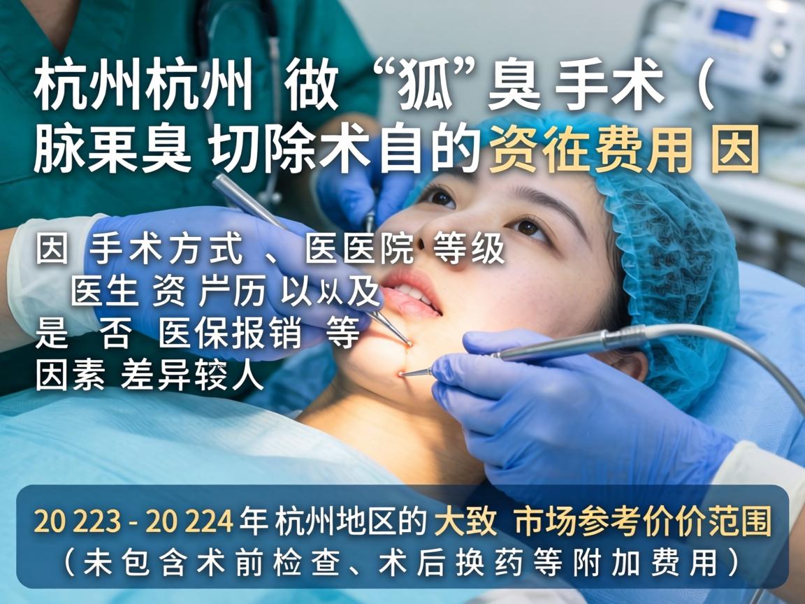 在杭州做狐臭手术(腋臭切除术)的费用因手术方式、医院等级、医生资历以及是否医保报销等因素差异较大。以下是2023-2024年杭州地区的大致市场参考价格范围(未包含术前检查、术后换药等附加费用) 在杭州做狐臭手术(腋臭切除术)的费用因手术方式、医院等级、医生资历以及是否医保报销等因素差异较大。以下是2023-2024年杭州地区的大致市场参考价格范围(未包含术前检查、术后换药等附加费用)