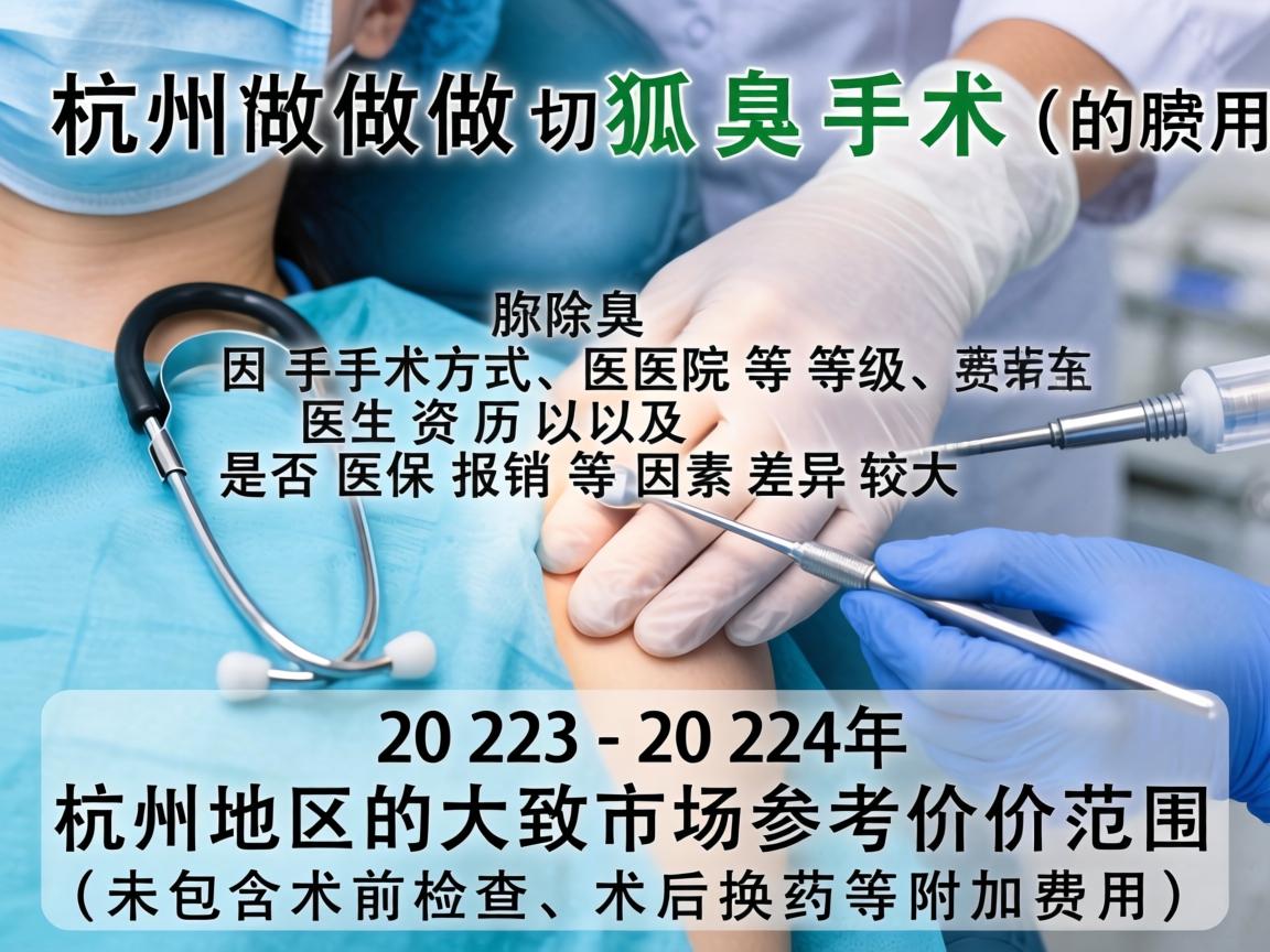 在杭州做狐臭手术(腋臭切除术)的费用因手术方式、医院等级、医生资历以及是否医保报销等因素差异较大。以下是2023-2024年杭州地区的大致市场参考价格范围(未包含术前检查、术后换药等附加费用) 在杭州做狐臭手术(腋臭切除术)的费用因手术方式、医院等级、医生资历以及是否医保报销等因素差异较大。以下是2023-2024年杭州地区的大致市场参考价格范围(未包含术前检查、术后换药等附加费用)