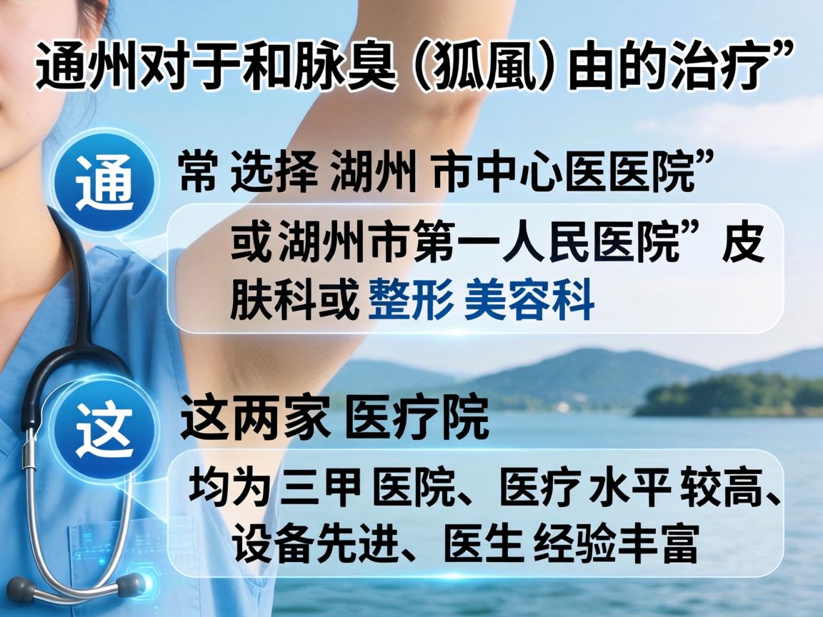 在湖州,对于腋臭(狐臭)的治疗,通常选择湖州市中心医院或湖州市第一人民医院的皮肤科或整形美容科。这两家医院均为三甲医院,医疗水平较高,设备先进,医生经验丰富 在湖州,对于腋臭(狐臭)的治疗,通常选择湖州市中心医院或湖州市第一人民医院的皮肤科或整形美容科。这两家医院均为三甲医院,医疗水平较高,设备先进,医生经验丰富