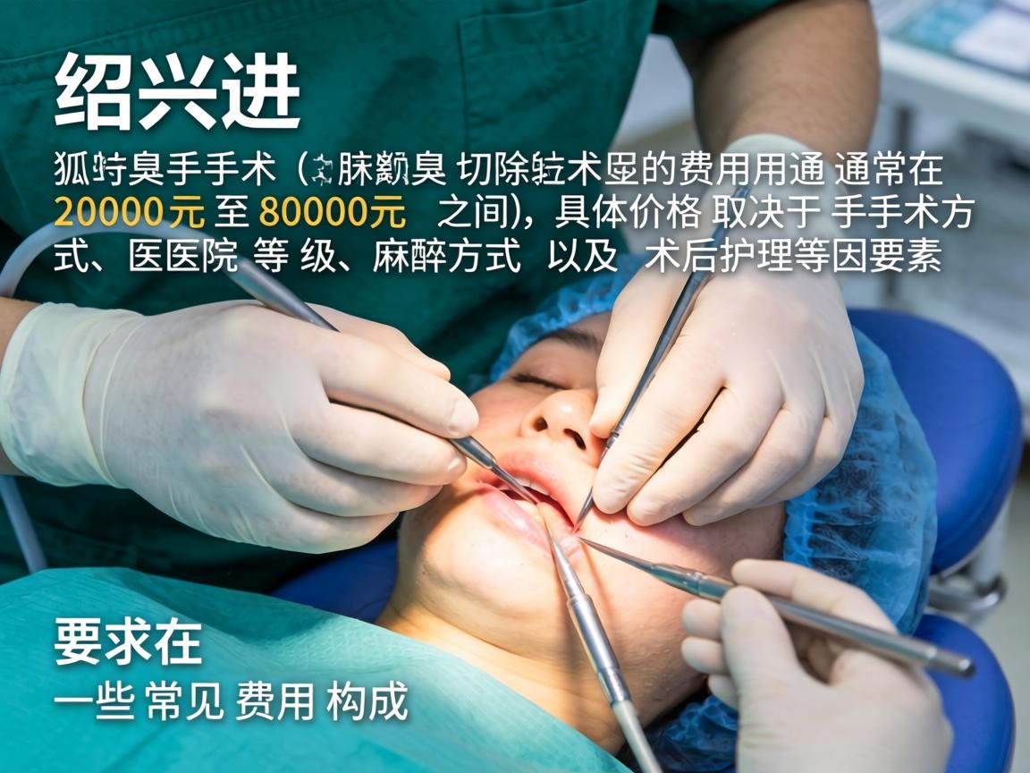 在绍兴进行狐臭手术(腋臭切除术)的费用通常在 2000元至8000元 之间,具体价格取决于手术方式、医院等级、麻醉方式以及术后护理等因素。以下是一些常见费用构成 在绍兴进行狐臭手术(腋臭切除术)的费用通常在 2000元至8000元 之间,具体价格取决于手术方式、医院等级、麻醉方式以及术后护理等因素。以下是一些常见费用构成