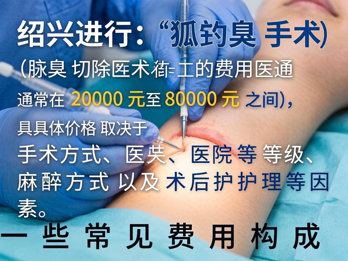 在绍兴进行狐臭手术(腋臭切除术)的费用通常在 2000元至8000元 之间,具体价格取决于手术方式、医院等级、麻醉方式以及术后护理等因素。以下是一些常见费用构成 在绍兴进行狐臭手术(腋臭切除术)的费用通常在 2000元至8000元 之间,具体价格取决于手术方式、医院等级、麻醉方式以及术后护理等因素。以下是一些常见费用构成