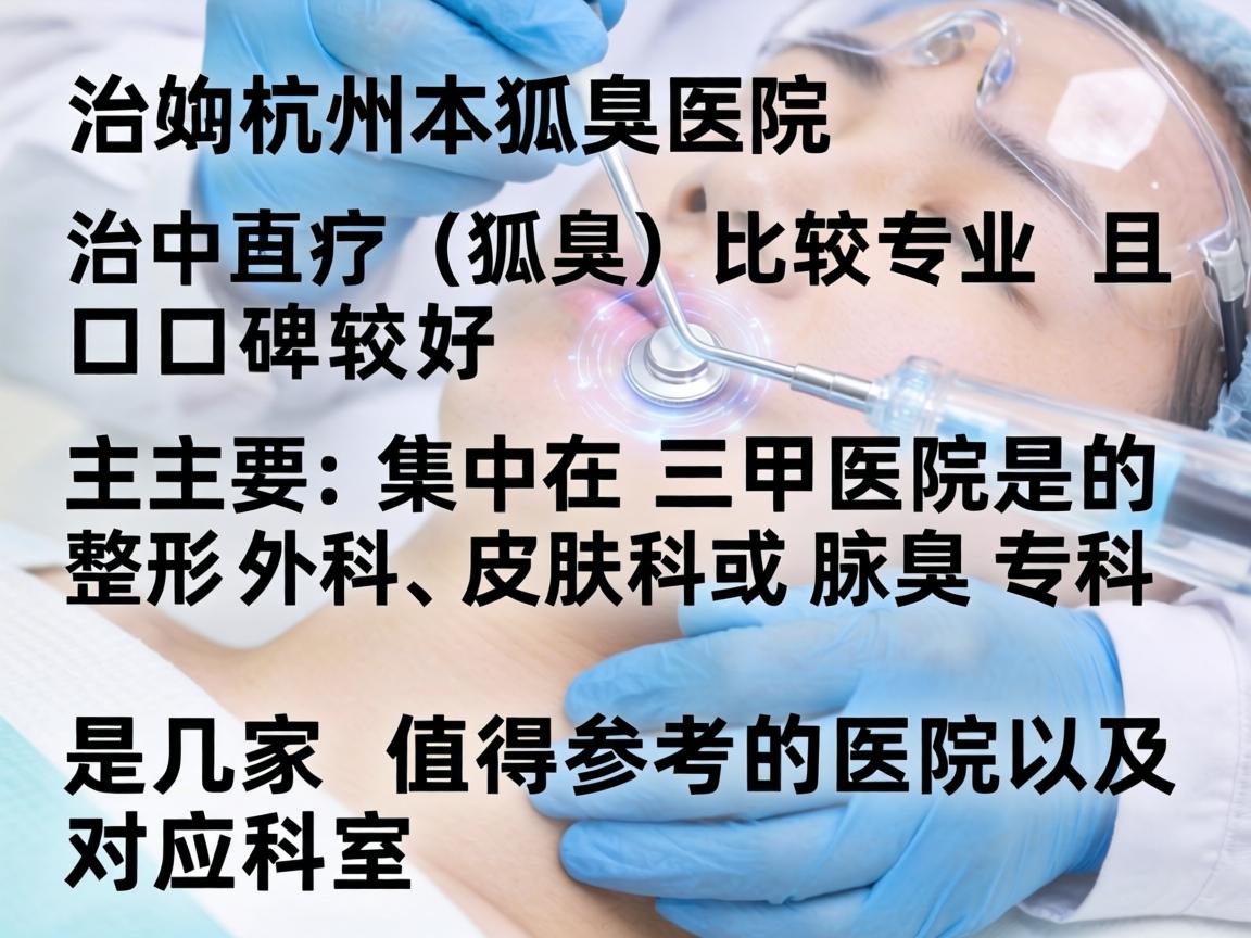 在杭州,治疗狐臭(腋臭)比较专业且口碑较好的医院主要集中在三甲医院的整形外科、皮肤科或腋臭专科。以下是几家值得参考的医院及对应科室 在杭州,治疗狐臭(腋臭)比较专业且口碑较好的医院主要集中在三甲医院的整形外科、皮肤科或腋臭专科。以下是几家值得参考的医院及对应科室