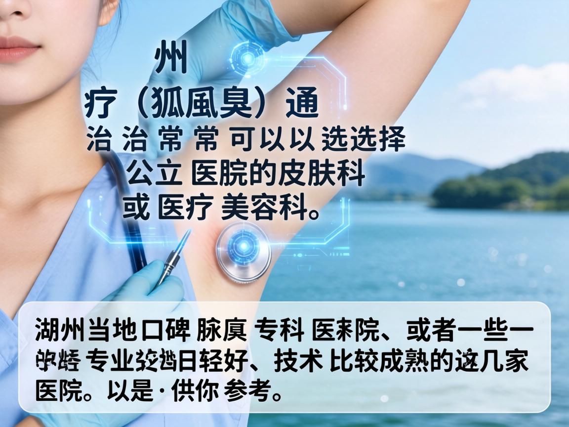 在湖州，治疗腋臭（狐臭）通常可以选择公立医院的皮肤科或医疗美容科，或者一些专业的腋臭专科医院。以下是湖州当地口碑较好、技术比较成熟的几家医院，供你参考