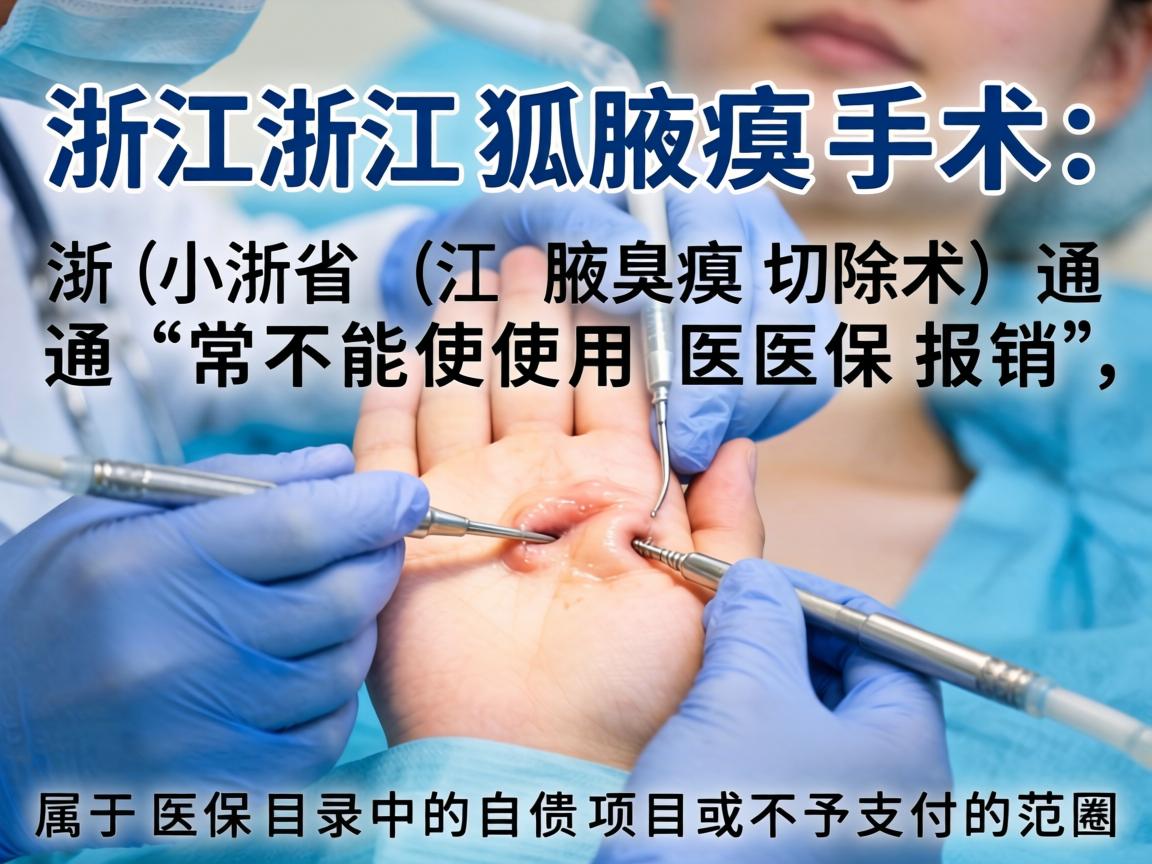 在浙江省，狐臭手术（腋臭切除术）通常不能使用医保报销，属于医保目录中的自费项目或不予支付的范畴