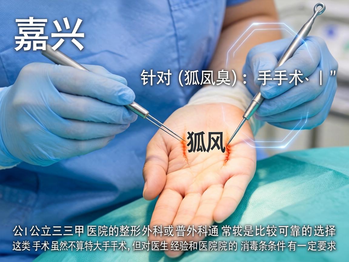 在嘉兴，针对腋臭（狐臭）手术，公立三甲医院的整形外科或普外科通常是比较可靠的选择。这类手术虽然不算特大手术，但对医生经验和医院的消毒条件有一定要求