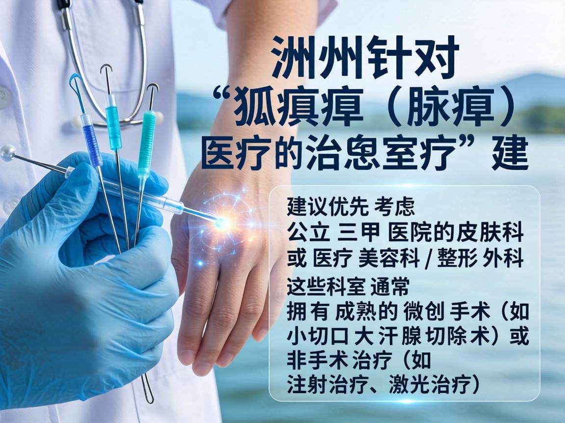 在湖州,针对狐臭(腋臭)的治疗,建议优先考虑公立三甲医院的皮肤科或医疗美容科/整形外科。这些科室通常拥有成熟的微创手术(如小切口大汗腺切除术)或非手术治疗(如注射治疗、激光治疗) 在湖州,针对狐臭(腋臭)的治疗,建议优先考虑公立三甲医院的皮肤科或医疗美容科/整形外科。这些科室通常拥有成熟的微创手术(如小切口大汗腺切除术)或非手术治疗(如注射治疗、激光治疗)