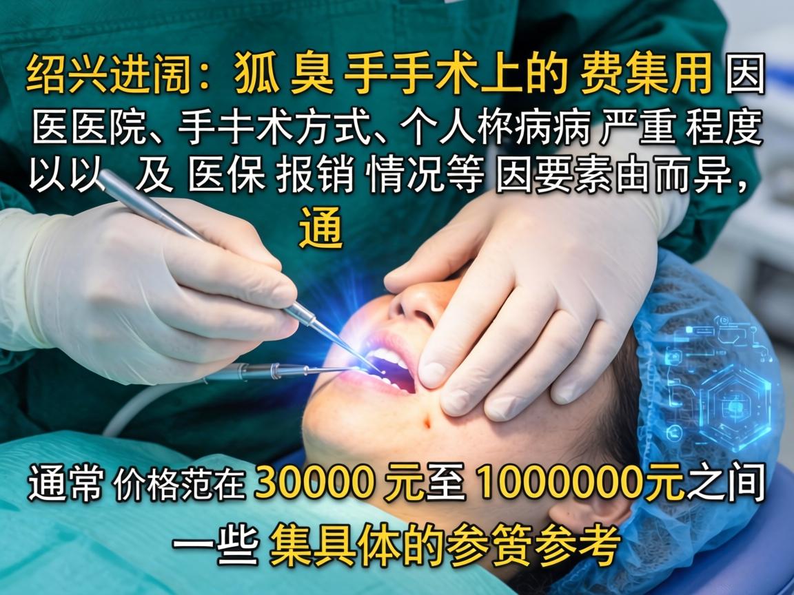 在绍兴进行狐臭手术的费用因医院、手术方式、个人病情严重程度以及医保报销情况等因素而异,通常价格范围在3000元至10000元之间。以下是一些具体的参考 在绍兴进行狐臭手术的费用因医院、手术方式、个人病情严重程度以及医保报销情况等因素而异,通常价格范围在3000元至10000元之间。以下是一些具体的参考
