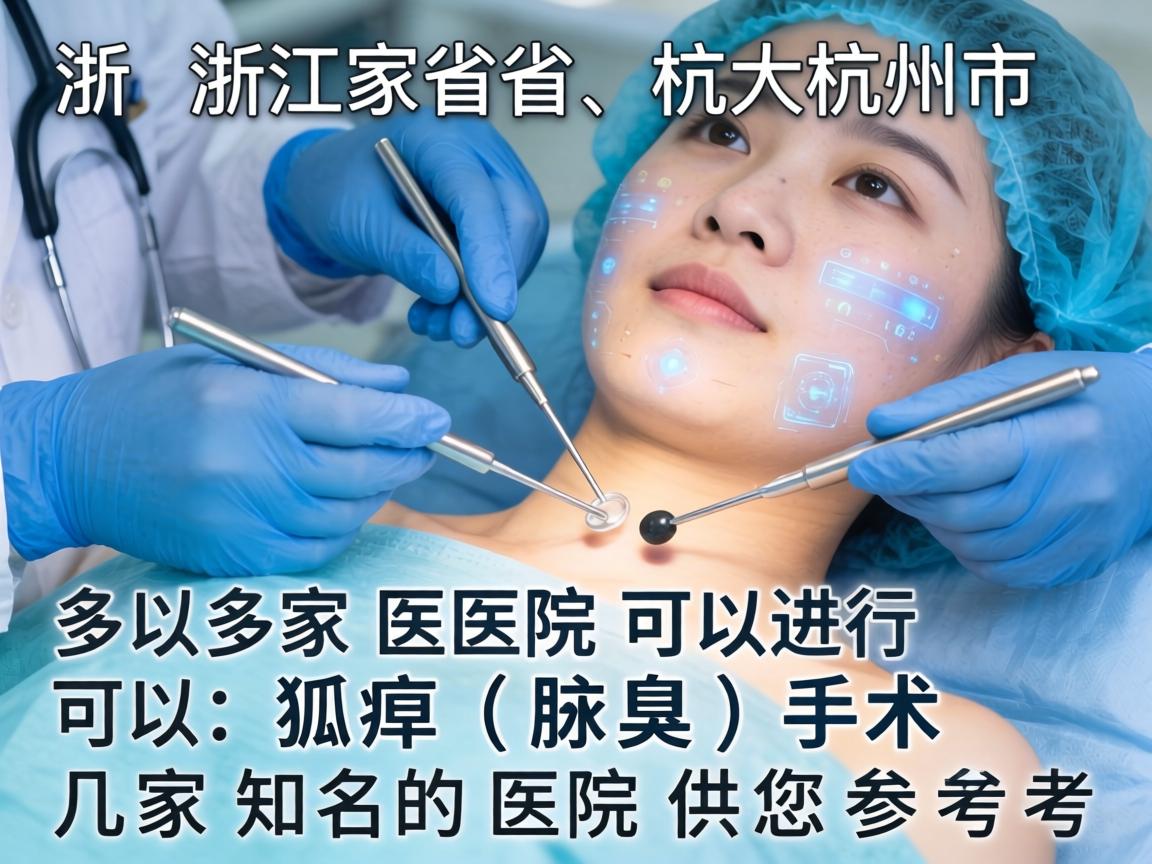 在浙江省杭州市,有多家医院可以进行狐臭(腋臭)手术。以下是几家知名的医院供您参考 在浙江省杭州市,有多家医院可以进行狐臭(腋臭)手术。以下是几家知名的医院供您参考