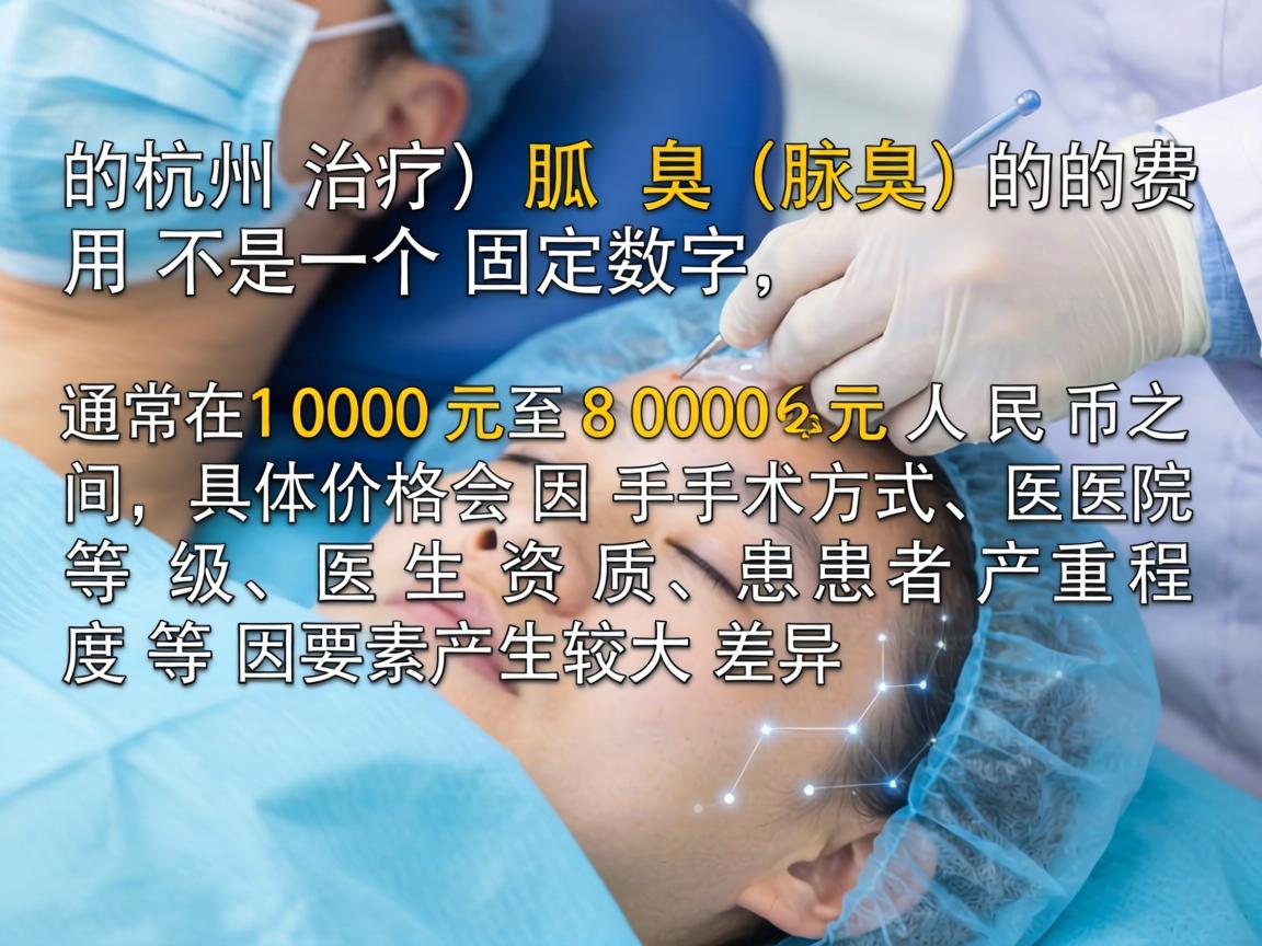 在杭州治疗狐臭（腋臭）的费用不是一个固定数字，通常在1000元至8000元人民币之间，具体价格会因手术方式、医院等级、医生资质、患者严重程度等因素产生较大差异