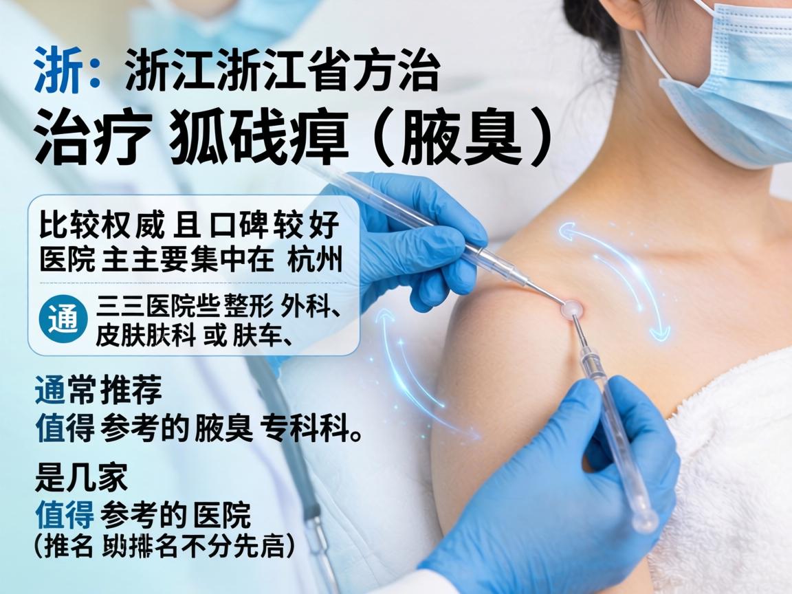 在浙江省，治疗狐臭（腋臭）方面比较权威且口碑较好的医院主要集中在杭州，通常推荐三甲医院的整形外科、皮肤科或腋臭专科。以下是几家值得参考的医院（排名不分先后）