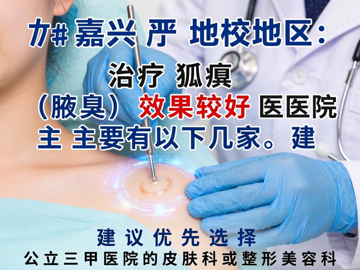在嘉兴地区,治疗狐臭(腋臭)效果较好的医院主要有以下几家,建议优先选择公立三甲医院的皮肤科或整形美容科 在嘉兴地区,治疗狐臭(腋臭)效果较好的医院主要有以下几家,建议优先选择公立三甲医院的皮肤科或整形美容科