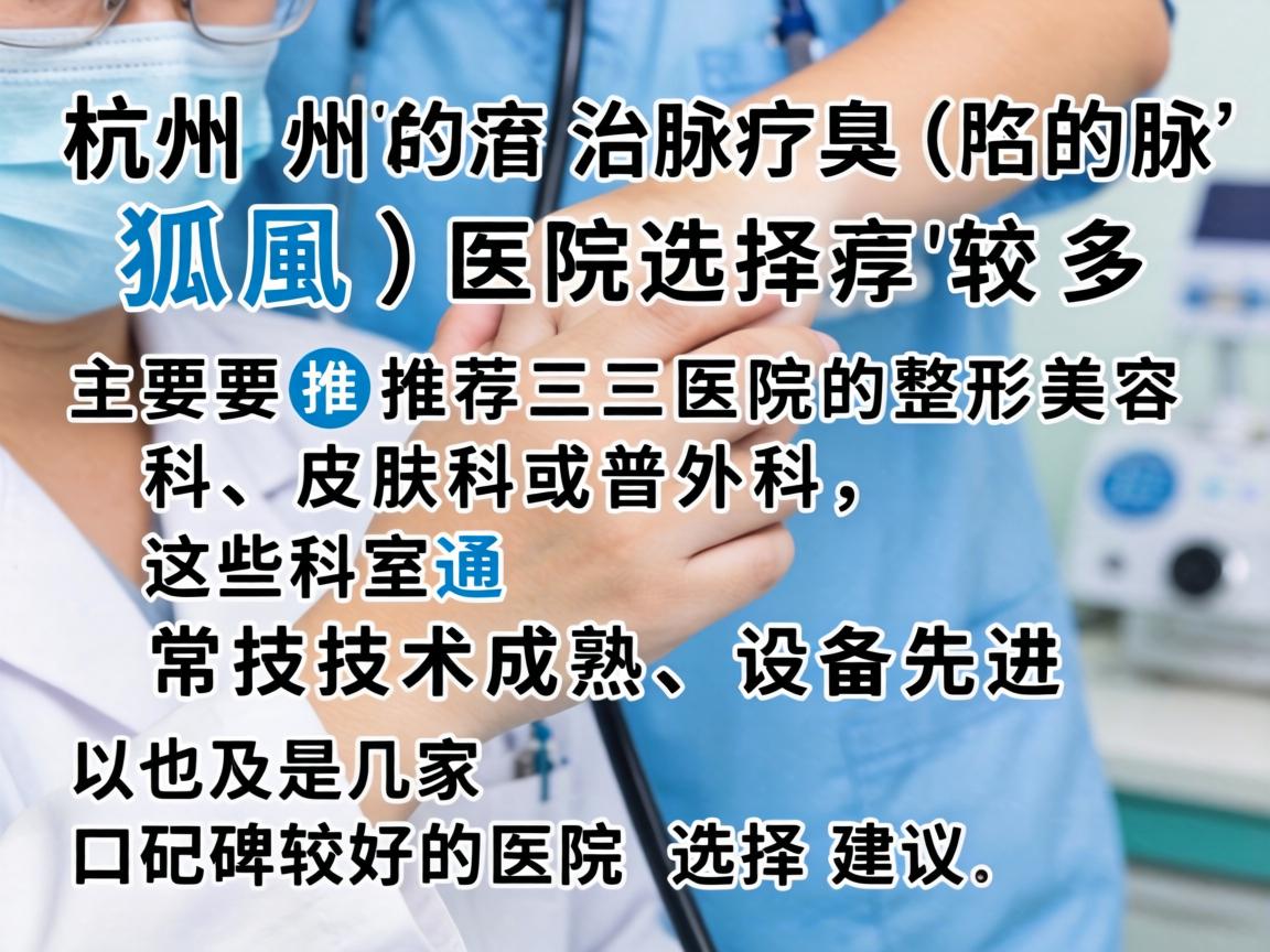 在杭州，治疗腋臭（狐臭）的医院选择较多，主要推荐三甲医院的整形美容科、皮肤科或普外科，这些科室通常技术成熟、设备先进。以下是几家口碑较好的医院及选择建议