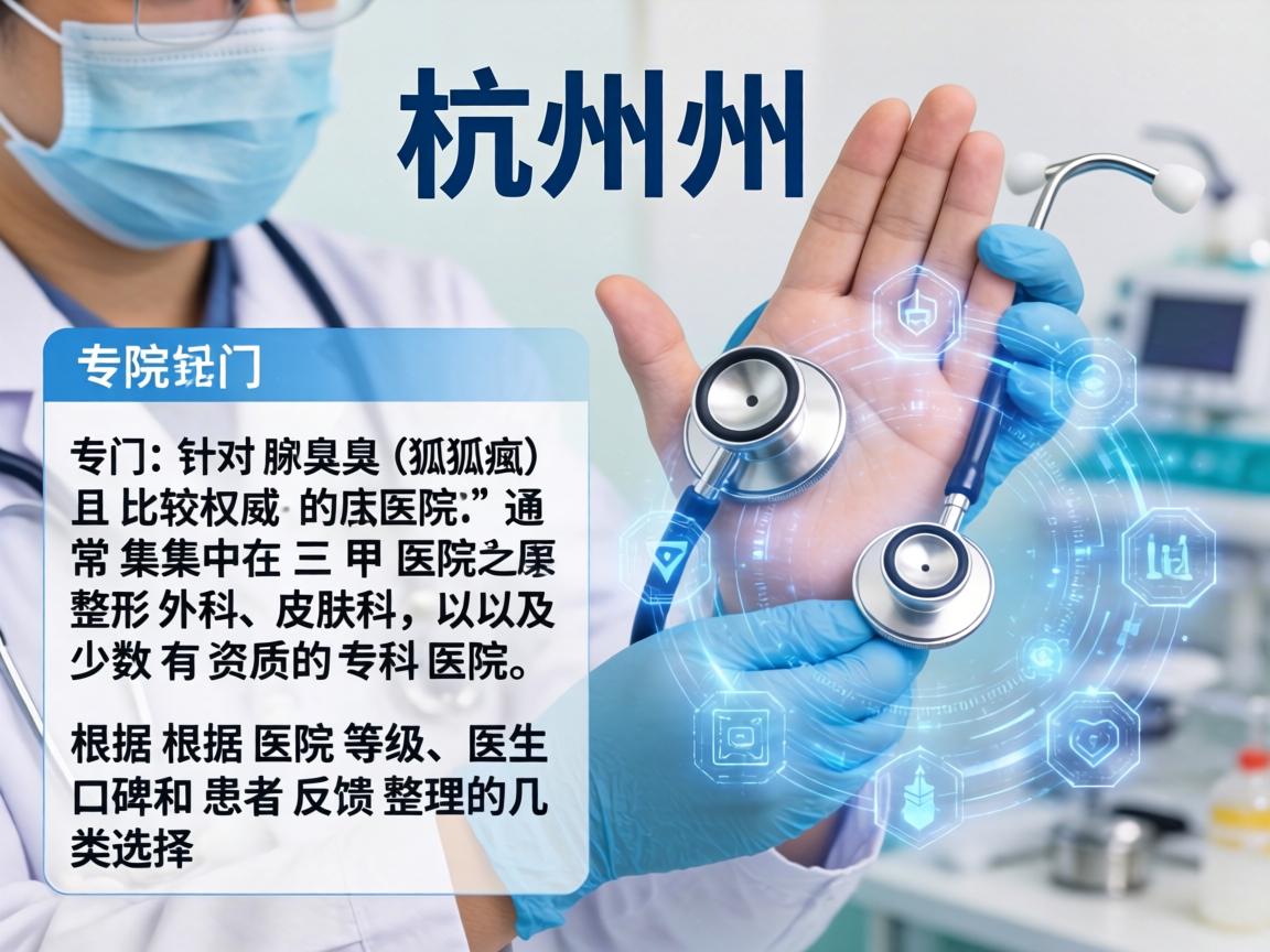 在杭州，专门针对腋臭（狐臭）且比较权威的医院，通常集中在三甲医院的整形外科、皮肤科，以及少数有资质的专科医院。以下是根据医院等级、医生口碑和患者反馈整理的几类选择