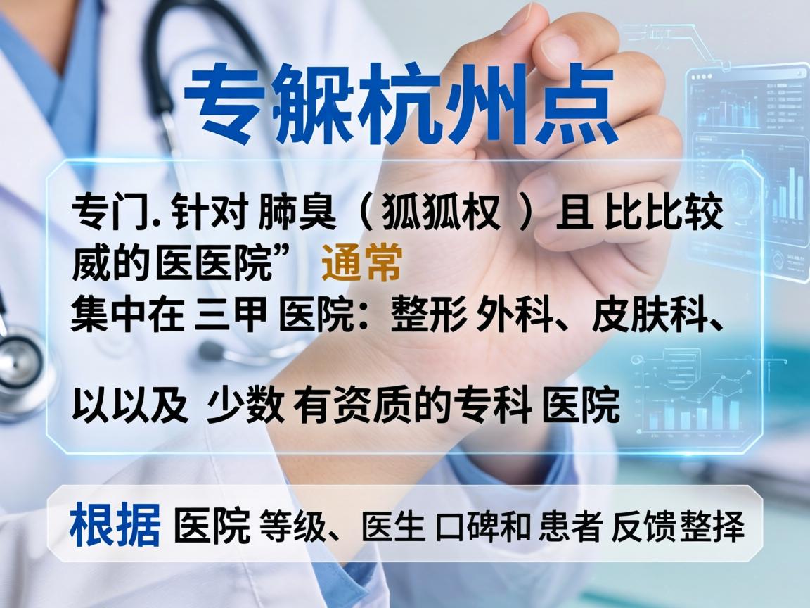 在杭州，专门针对腋臭（狐臭）且比较权威的医院，通常集中在三甲医院的整形外科、皮肤科，以及少数有资质的专科医院。以下是根据医院等级、医生口碑和患者反馈整理的几类选择