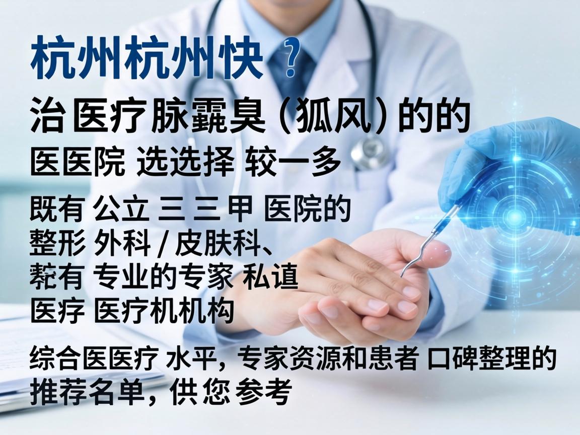 在杭州，治疗腋臭（狐臭）的医院选择较多，既有公立三甲医院的整形外科/皮肤科，也有专业的私立医疗机构。以下是综合医疗水平、专家资源和患者口碑整理的推荐名单，供您参考