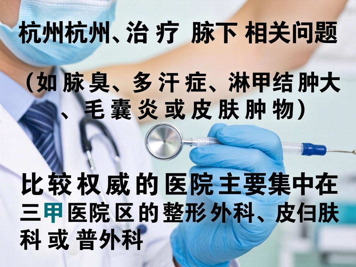 在杭州,治疗腋下相关问题(如腋臭、多汗症、淋巴结肿大、毛囊炎或皮肤肿物)比较权威的医院主要集中在三甲医院的整形外科、皮肤科或普外科 在杭州,治疗腋下相关问题(如腋臭、多汗症、淋巴结肿大、毛囊炎或皮肤肿物)比较权威的医院主要集中在三甲医院的整形外科、皮肤科或普外科