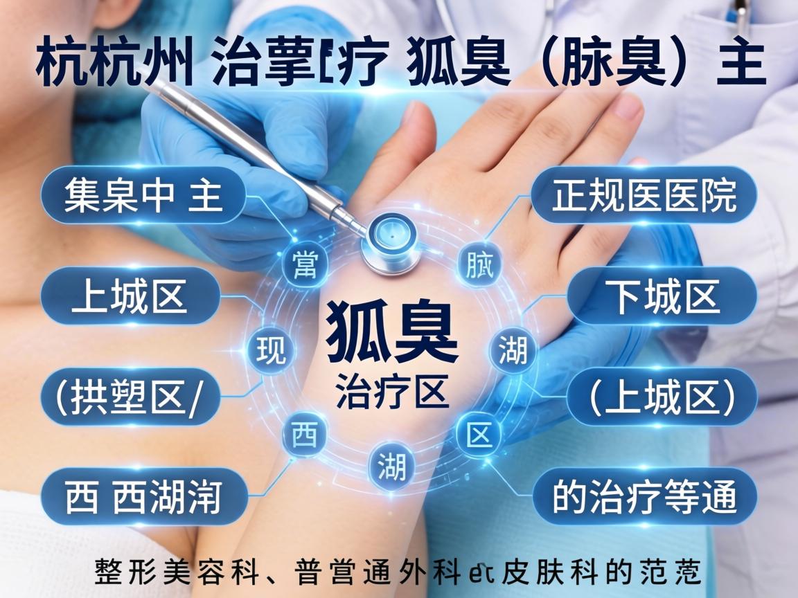 在杭州,治疗狐臭(腋臭)的正规医院主要集中在上城区、下城区(现拱墅区/上城区)西湖区等区域。狐臭的治疗通常属于整形美容科、普通外科或皮肤科的范畴 在杭州,治疗狐臭(腋臭)的正规医院主要集中在上城区、下城区(现拱墅区/上城区)西湖区等区域。狐臭的治疗通常属于整形美容科、普通外科或皮肤科的范畴
