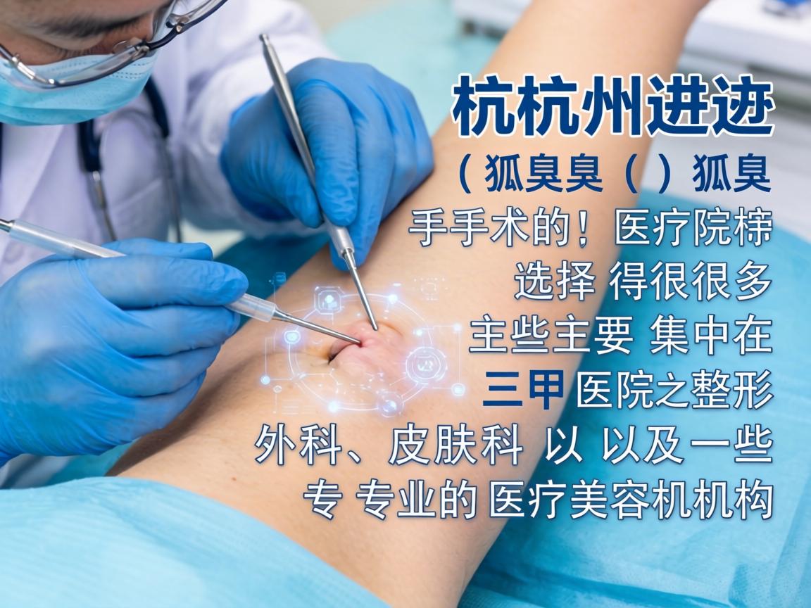在杭州，进行狐臭（腋臭）手术的医院选择很多，主要集中在三甲医院的整形外科、皮肤科以及一些专业的医疗美容机构