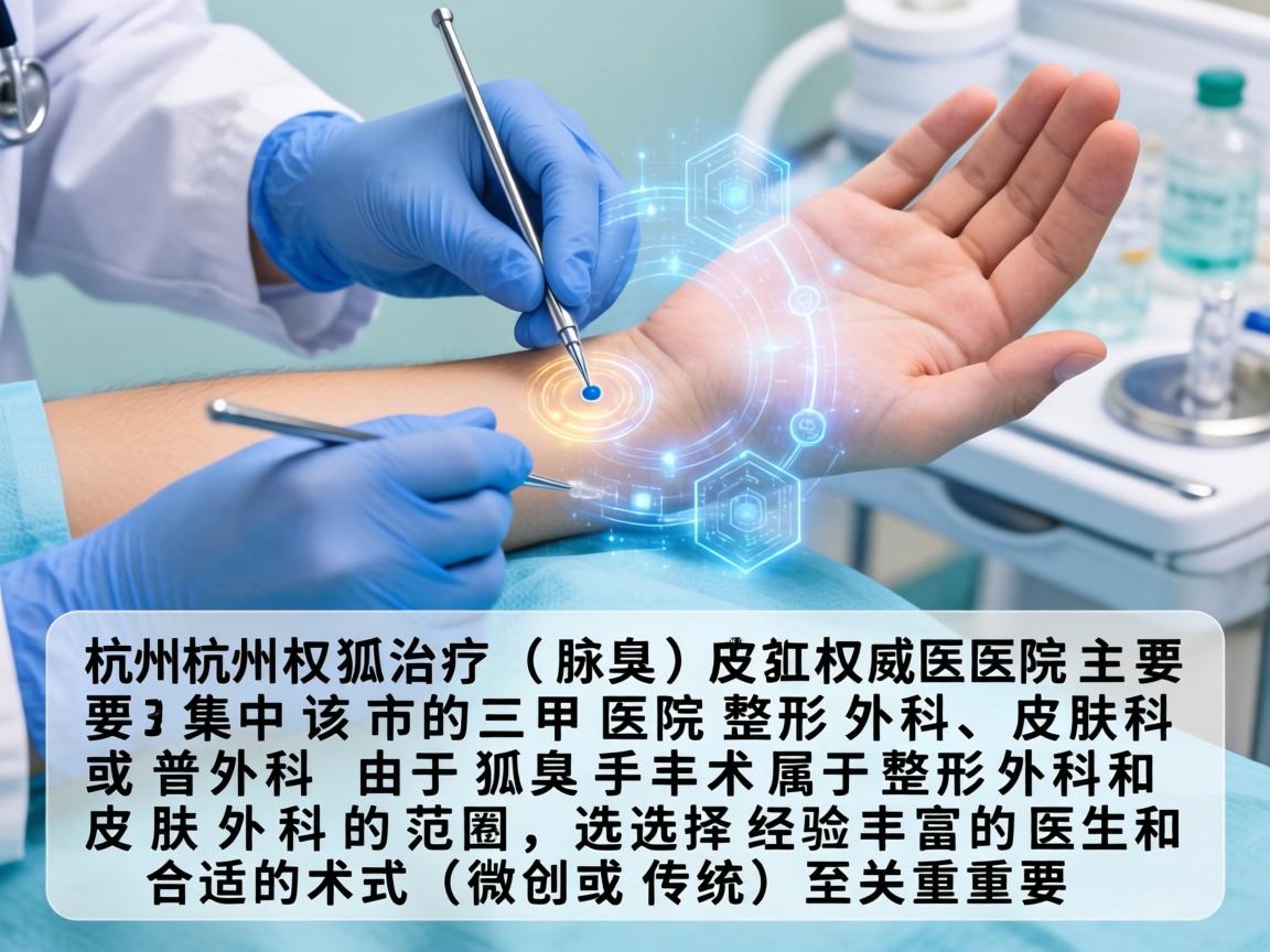 在杭州，治疗狐臭（腋臭）的权威医院主要集中在该市的三甲医院整形外科、皮肤科或普外科。由于狐臭手术属于整形外科和皮肤外科的范畴，选择经验丰富的医生和合适的术式（微创或传统）至关重要