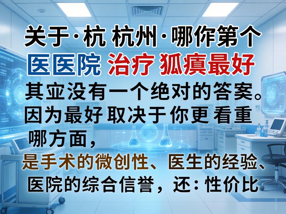 关于杭州哪个医院治疗狐臭最好，这个问题其实没有一个绝对的答案，因为最好取决于你更看重哪方面，是手术的微创性、医生的经验、医院的综合信誉，还是性价比