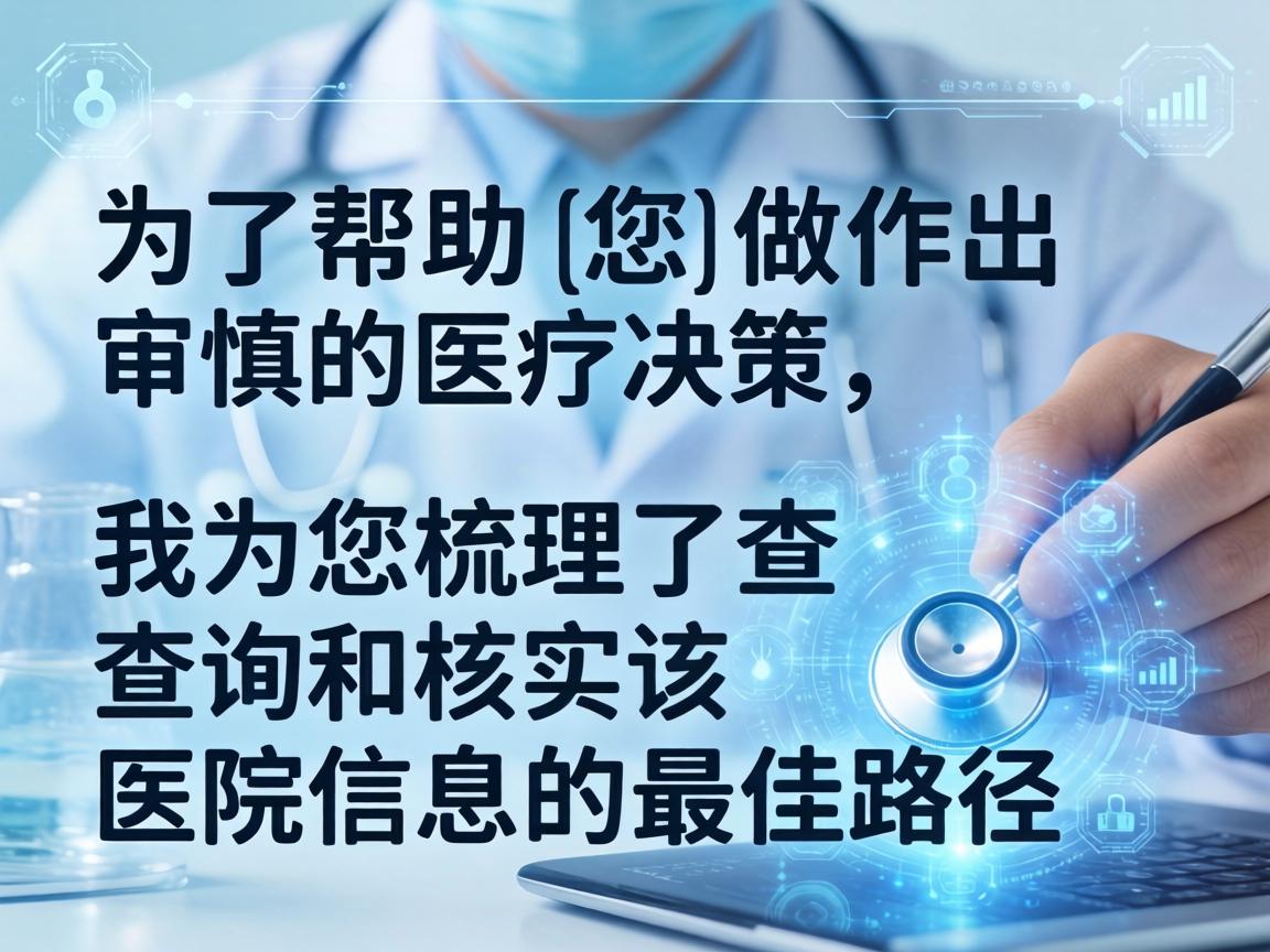 为了帮助您做出审慎的医疗决策,我为您梳理了查询和核实该医院信息的最佳路径 为了帮助您做出审慎的医疗决策,我为您梳理了查询和核实该医院信息的最佳路径