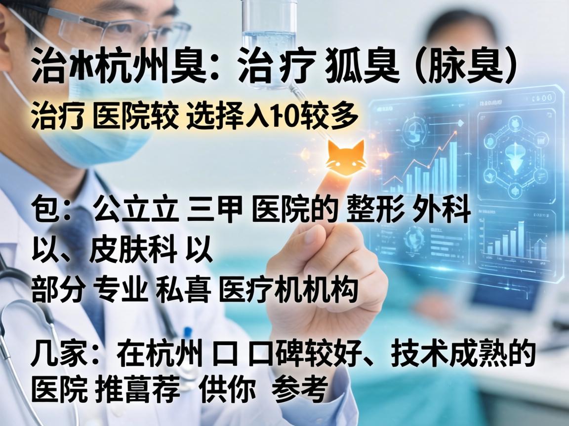 在杭州,治疗狐臭(腋臭)的医院选择较多,包括公立三甲医院的整形外科、皮肤科,以及部分专业私立医疗机构。以下是几家在杭州口碑较好、技术成熟的医院推荐,供你参考 在杭州,治疗狐臭(腋臭)的医院选择较多,包括公立三甲医院的整形外科、皮肤科,以及部分专业私立医疗机构。以下是几家在杭州口碑较好、技术成熟的医院推荐,供你参考